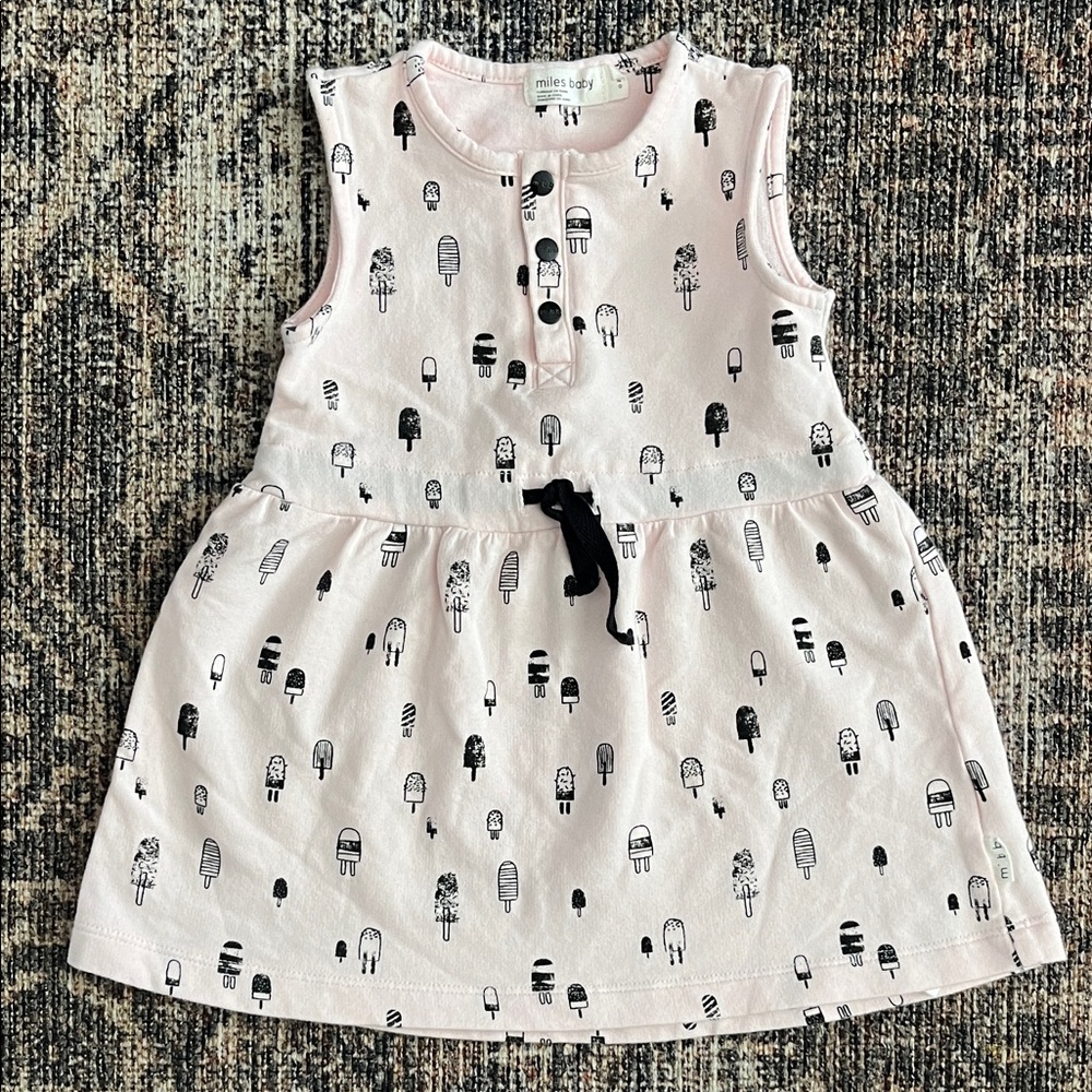 Charming Pink Ice Cream Print Kids Dress
